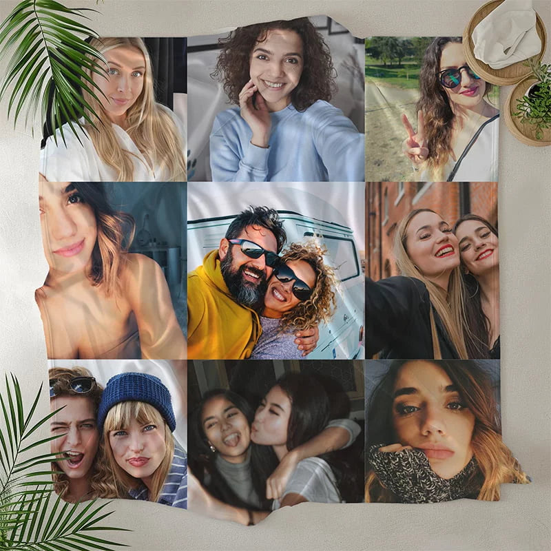 9 Photo Upload Collage Blanket