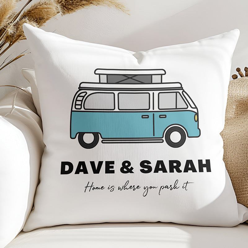 Campervan Couple Personalised Cushion