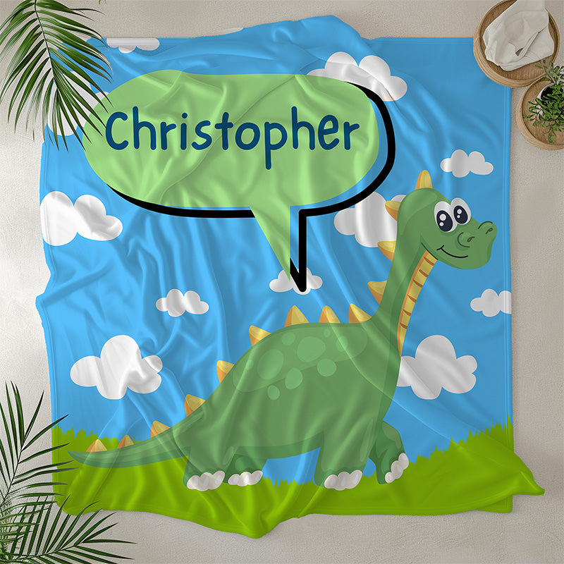Cartoon Dino Personalised Blanket