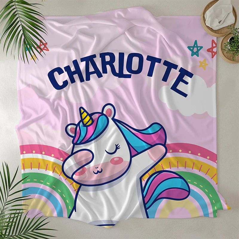 Dabbing Unicorn Personalised Blanket