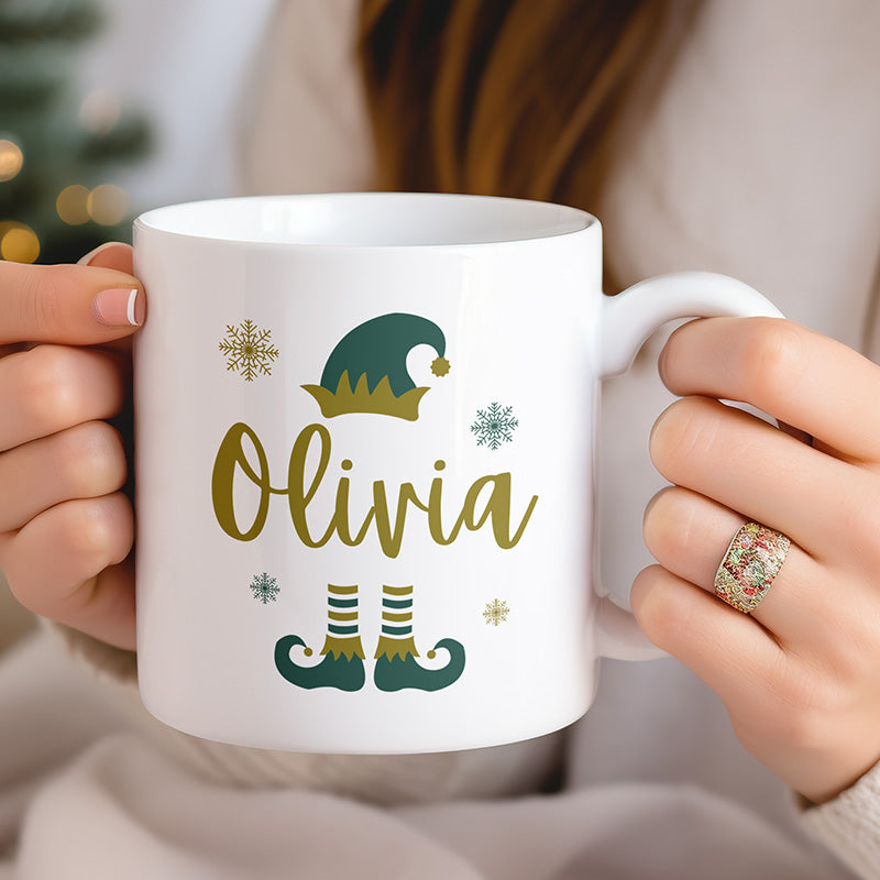 Festive Christmas Elf Personalised Mug